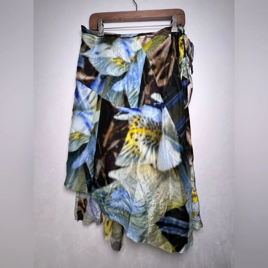 People of the Labyrinths Vtg Silk Wrap Skirt Wmn Med Holland Avant Garde Blue - Image 6