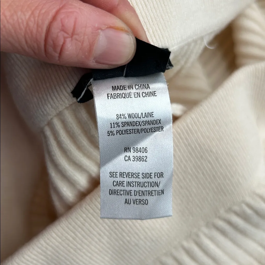 Theory Gosha Lounge Stretch Knit Wide Leg Pants Size Large Cream EUC - Image 4