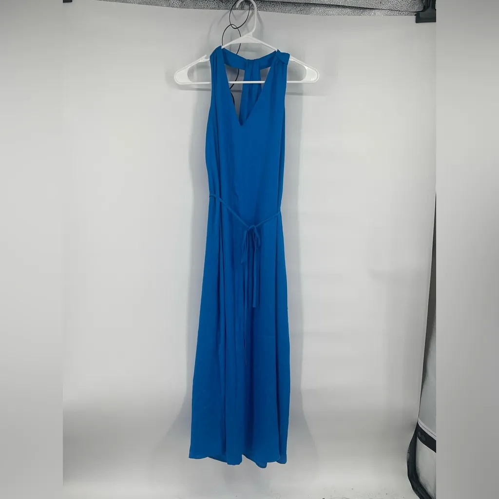 Ann Taylor Tie Waist‎ Halter Midi Dress In Deep Cerulean Bridesmaid Wedding - Image 4