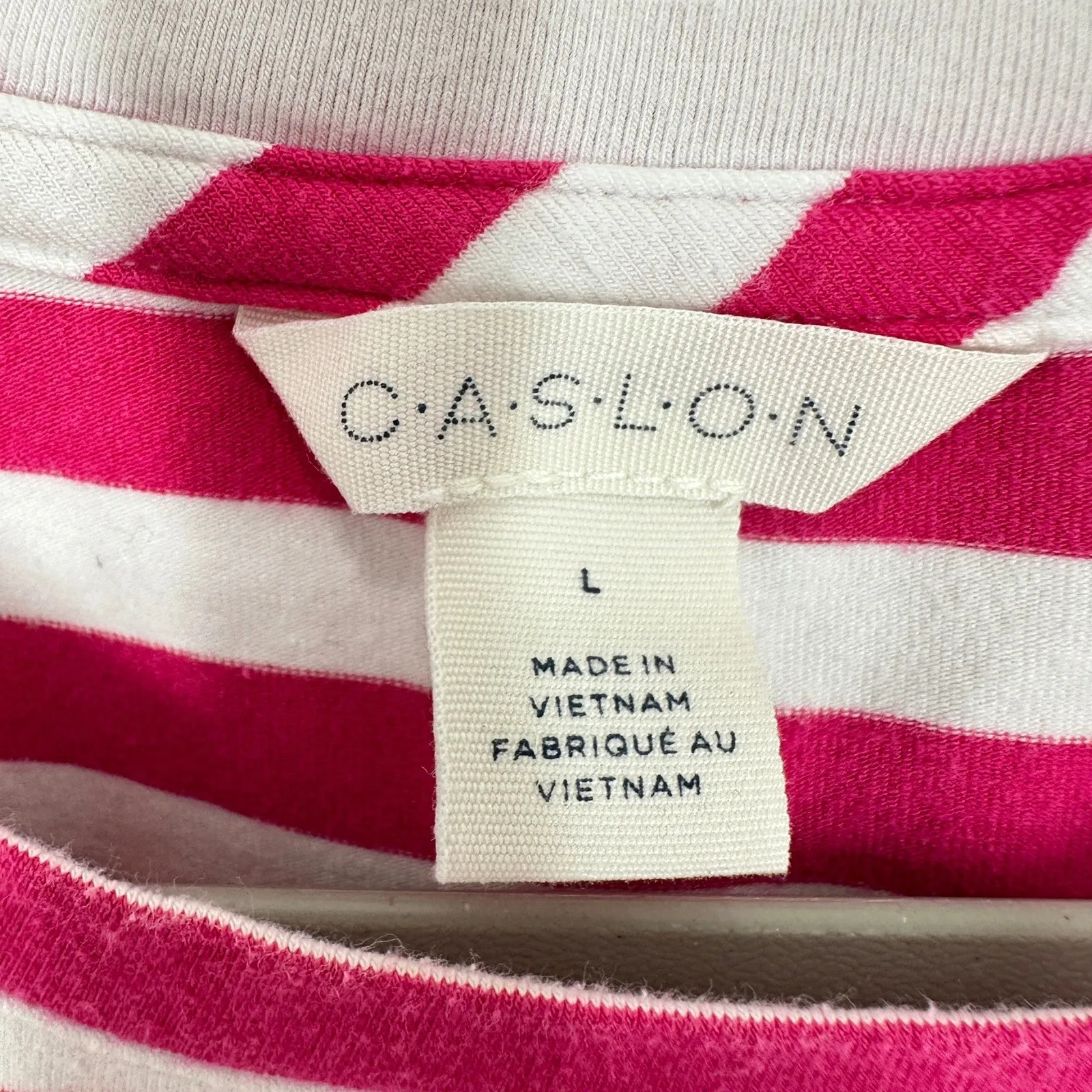 CASLON Nordstrom Women's Pink Striped Long Sleeve Crew Neck Casual Top Size L - Image 5