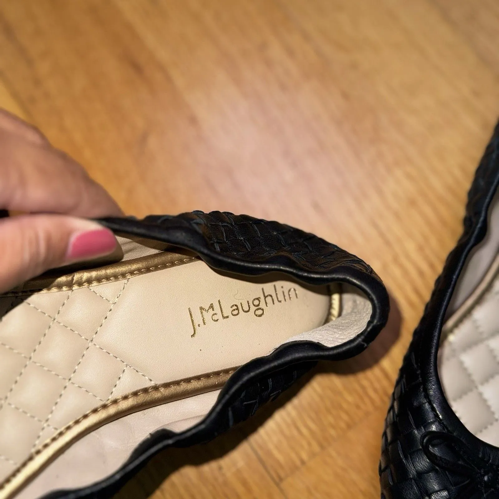 J. McLaughlin Women's Mercer Woven Leather Ballet Flats Shoes Black Size 6M - Image 14