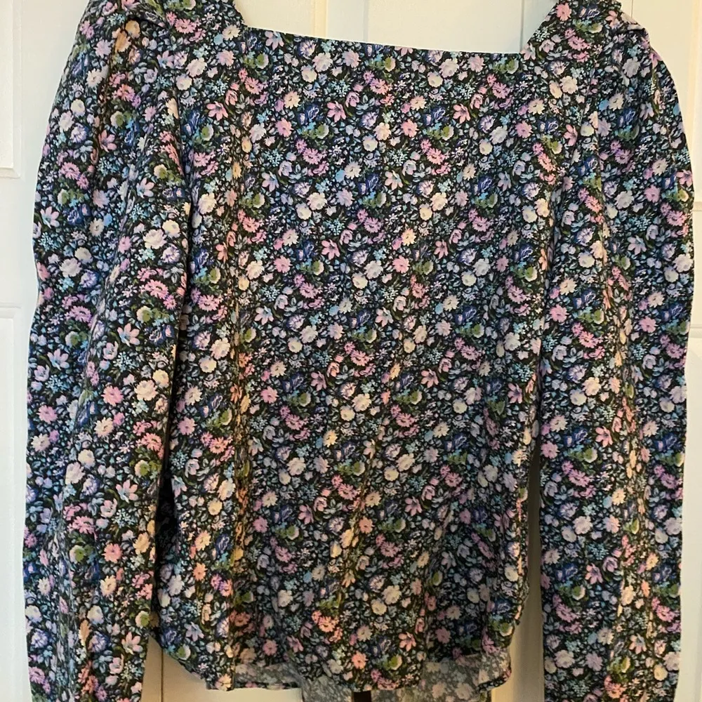 & Other Stories Floral Puffed Sleeve Square Neck Blouse, Women’s 8 - Image 13