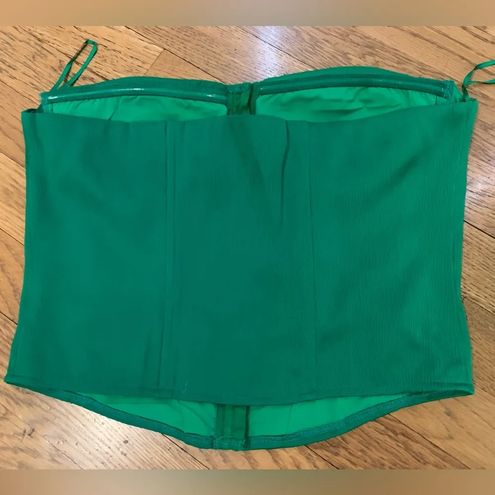 NWT Green hook and eye structured strapless corset size L - Image 9