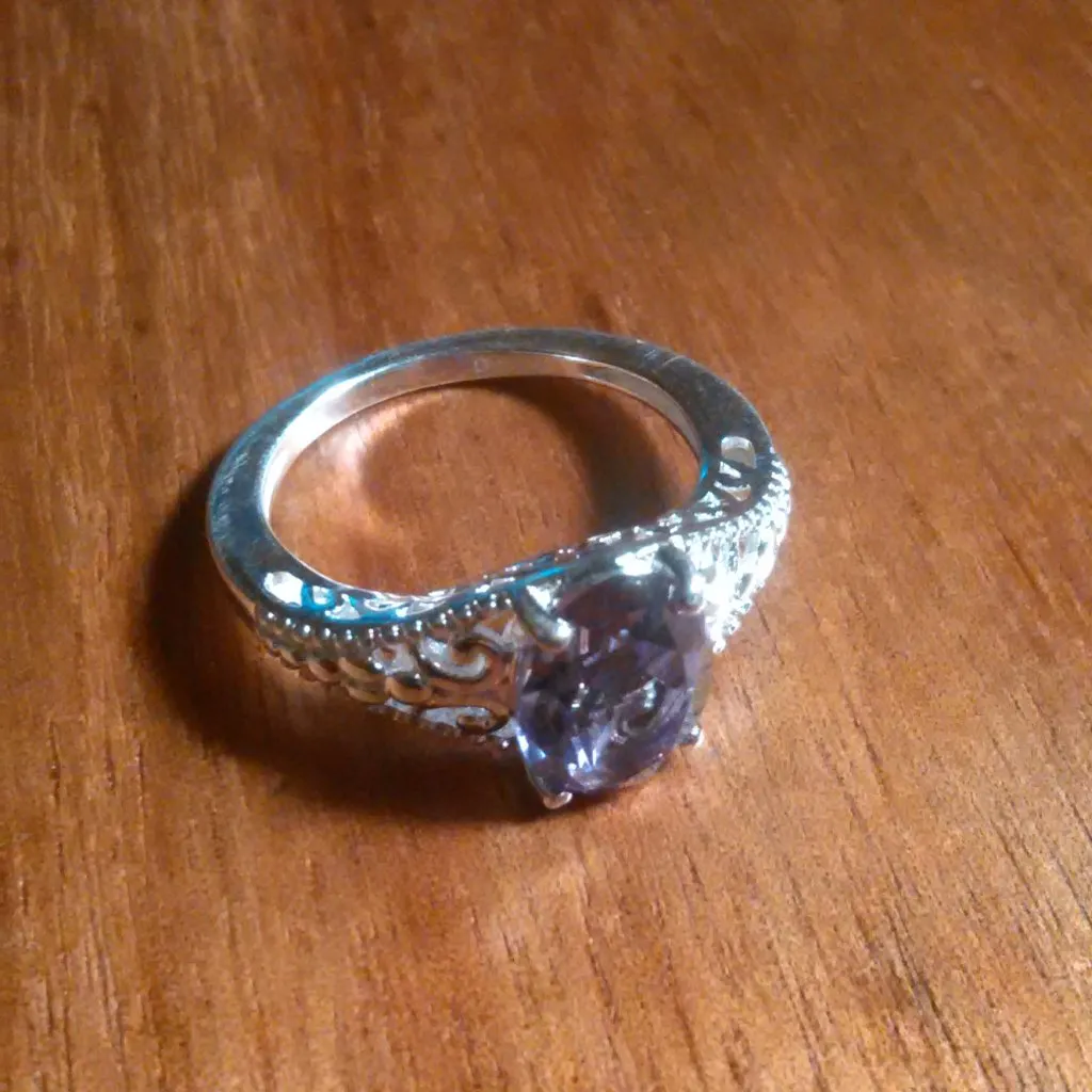 Bolivian Amethyst Sterling Silver Solitaire Ring (Size 5) - Image 5