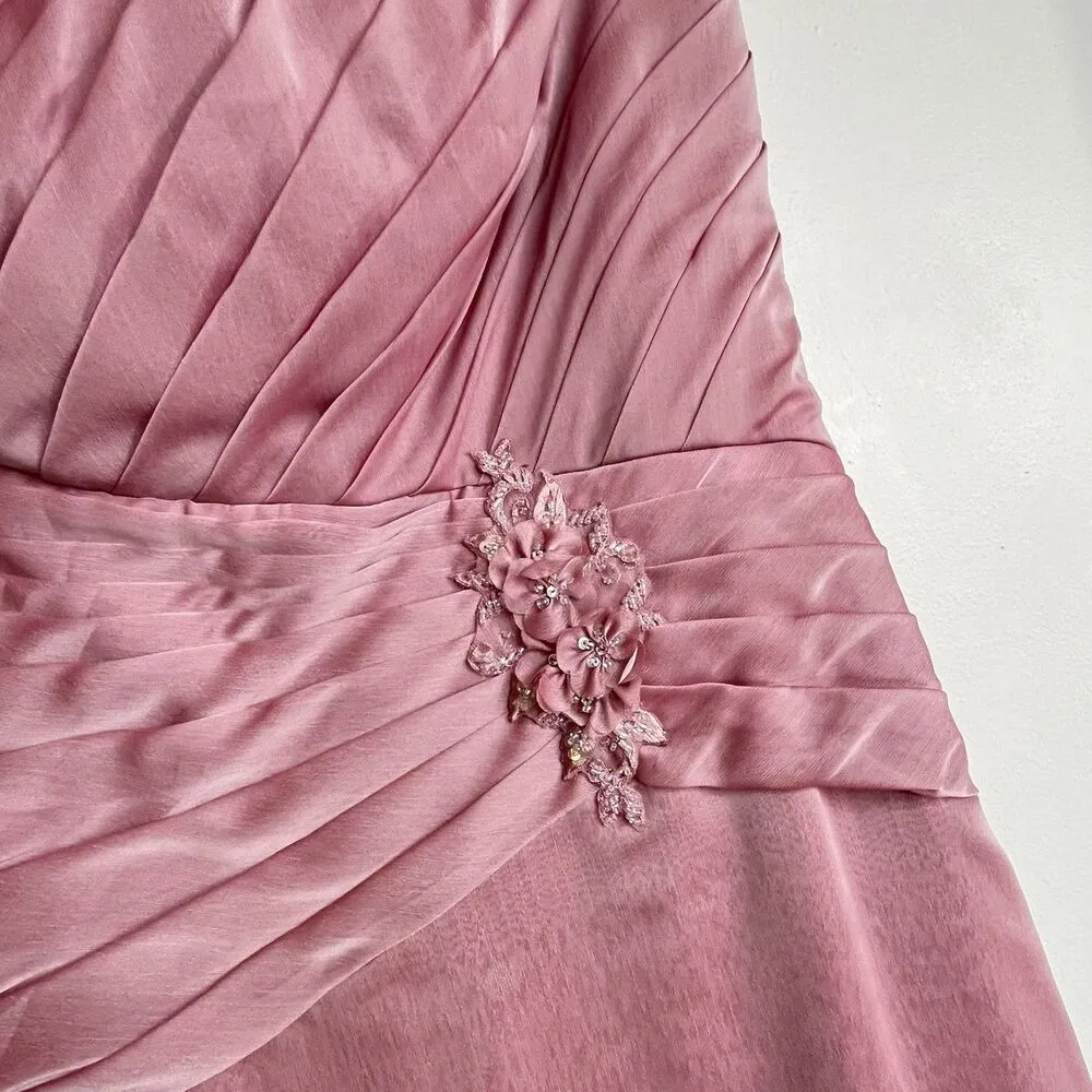 Jade by Jasmine Mother of the Bride Dress Sz 12 Pink Sparkly Sleeveless Beaded - Image 3