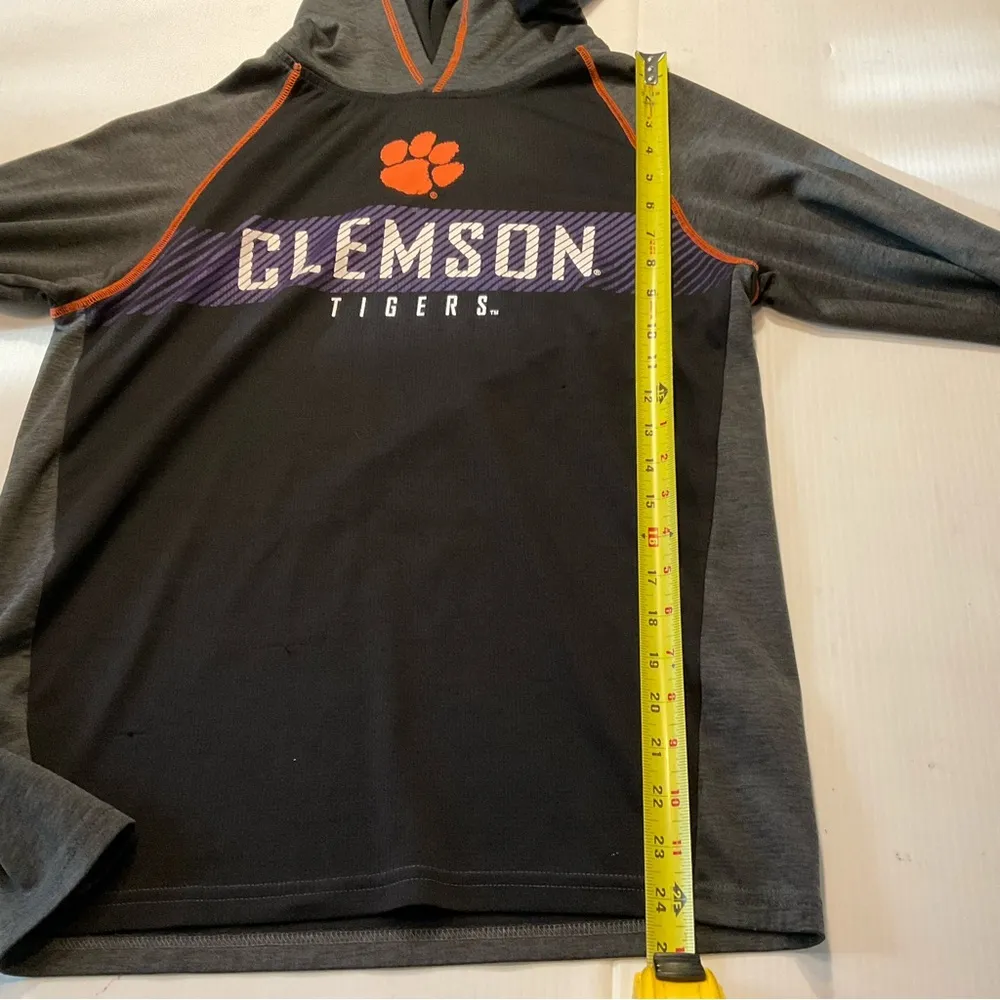 Clemson Tigers Hoodie Adult Sz S Gray Logo Champion Lightweight Sweatshirt - Image 8