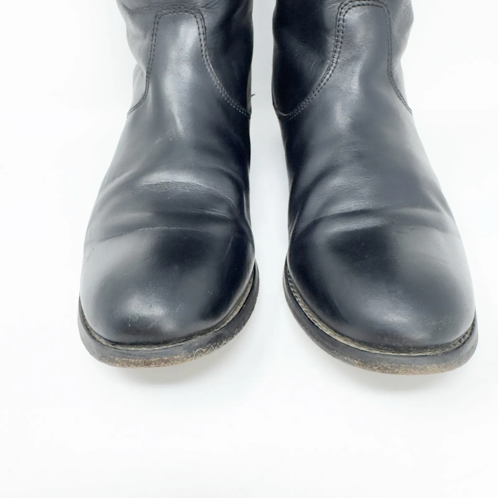 Frye Women's Tall Black Leather Riding Boots size 8B - Image 3