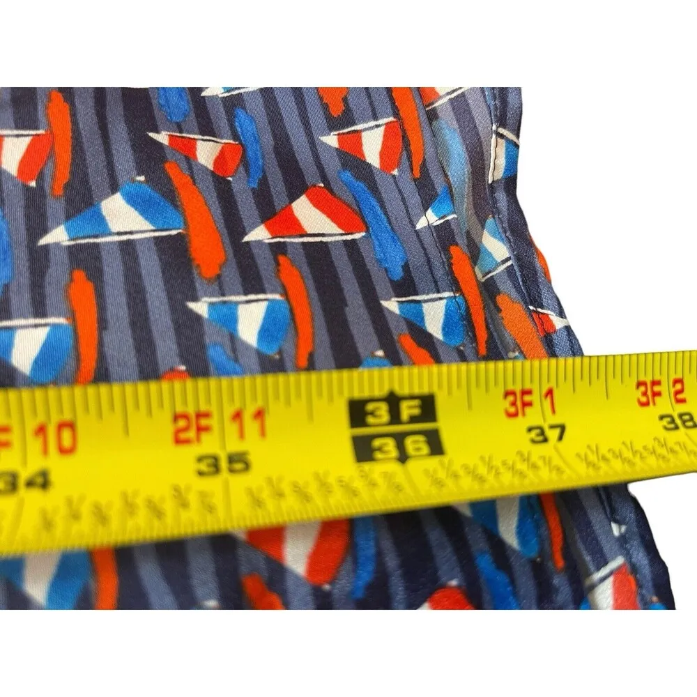 Stitch Fix 41 Hawthorn Nautical Sailboat Red Blue Halter Aline Tie Waist Dress S - Image 10