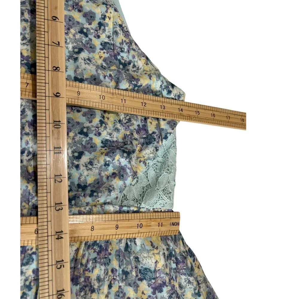 Disney Cinderella Pastel Blue Floral Fit and Flare Dress Size S Princess Cutouts - Image 10
