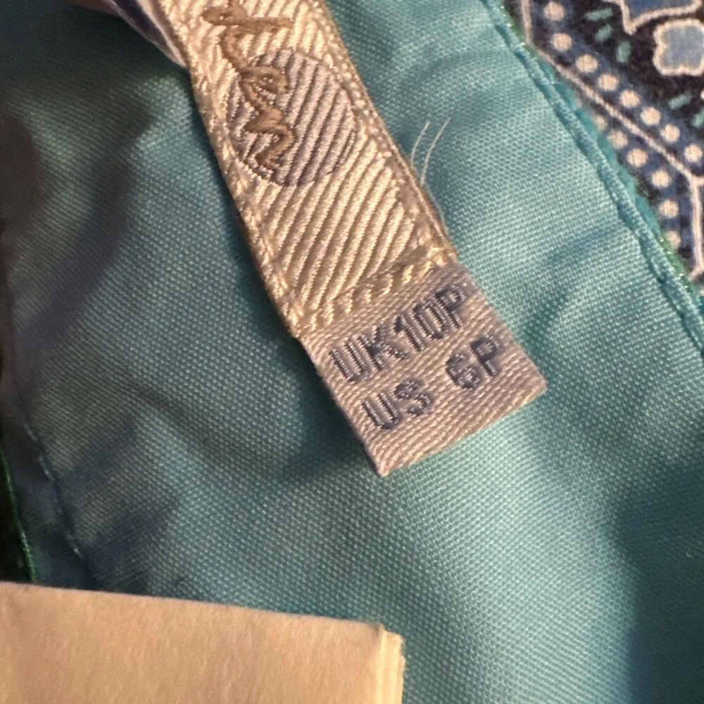 Boden Pants Sz 6P Womens Green Teal Raised Polka Dot Print Bistro Crop Ankle New Blue - Image 4