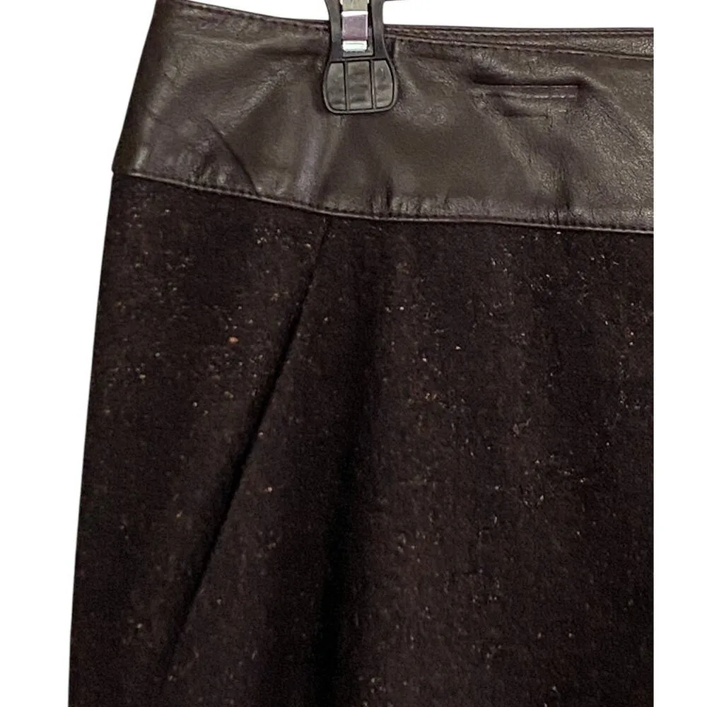 NWT ~ SIENA STUDIO Brown Tweed Pocket Faux Leather Trim Wool Pants ~ Women's 14 - Image 3