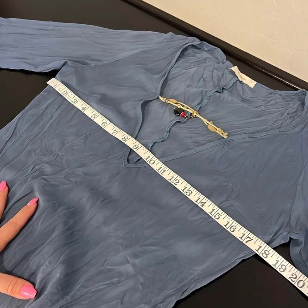 Y London crinkled sheer beach cover, long split sleeve, blue grey sz M(42 Eur) Size M - Image 7