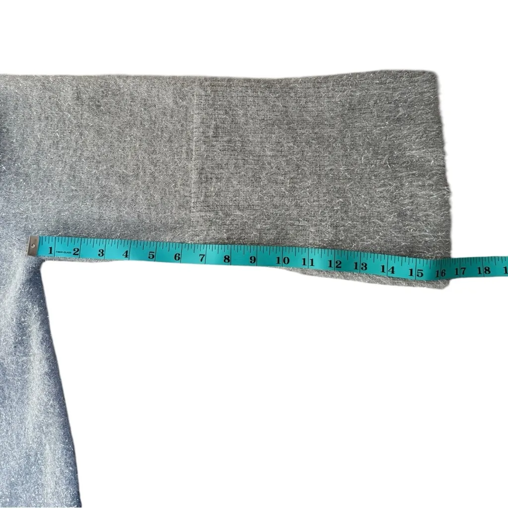 NEW DKNY Silver Metallic Crew Neck Sweater Boxy Bell Sleeve Size XL - Image 8