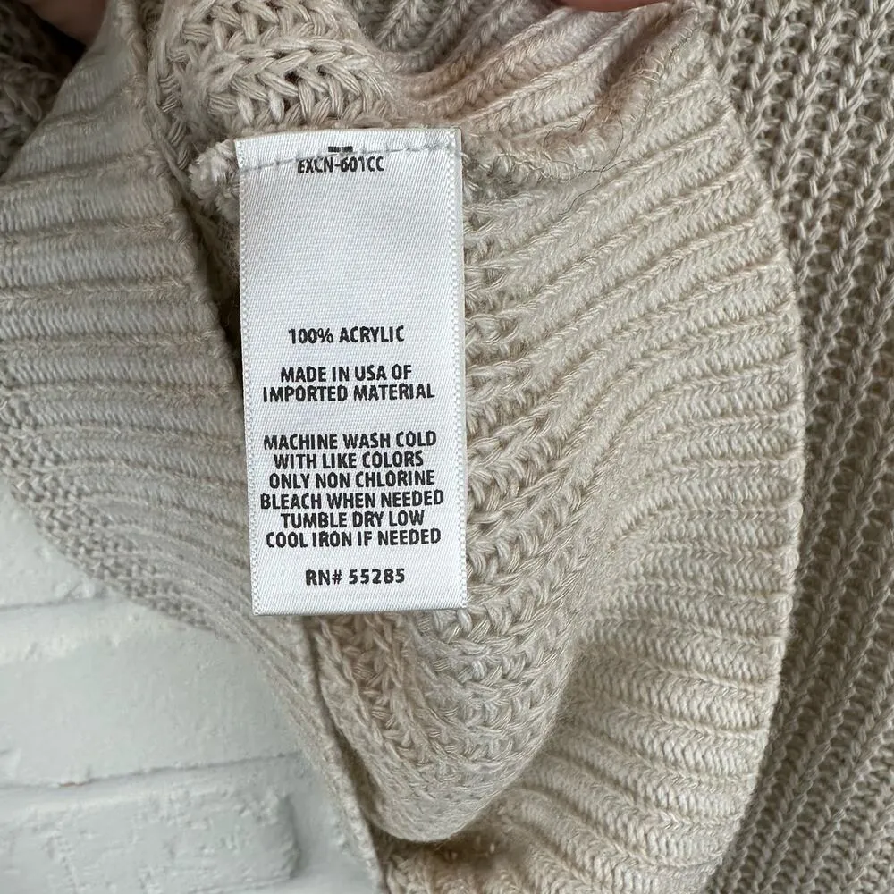 Express Open V Back Cable Knit Long Sleeve Open Sweater Beige Size XS - Image 5