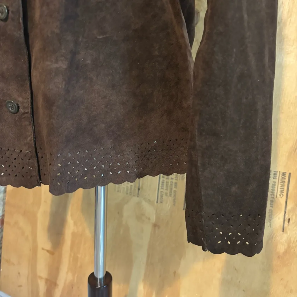 Field Gear Dark Brown Suede Leather Jacket Sz S - Image 4