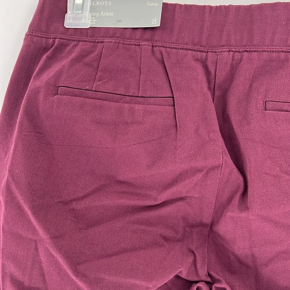 Talbots curvy skinny ankle pull on pants burgundy size 8 NWT - Image 4
