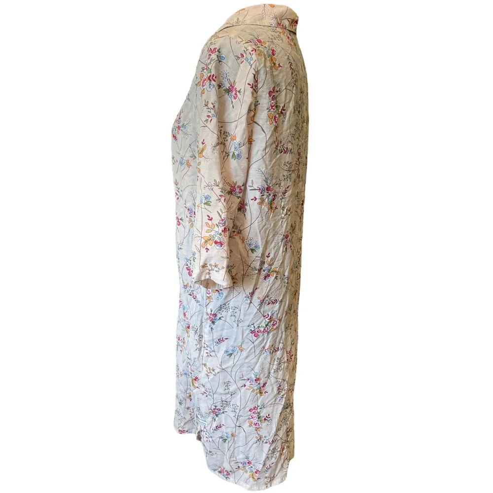 Peppermint Boho Hippie Earthy Outdoor Garden Floral Button Up Casual Midi Dress - Image 4