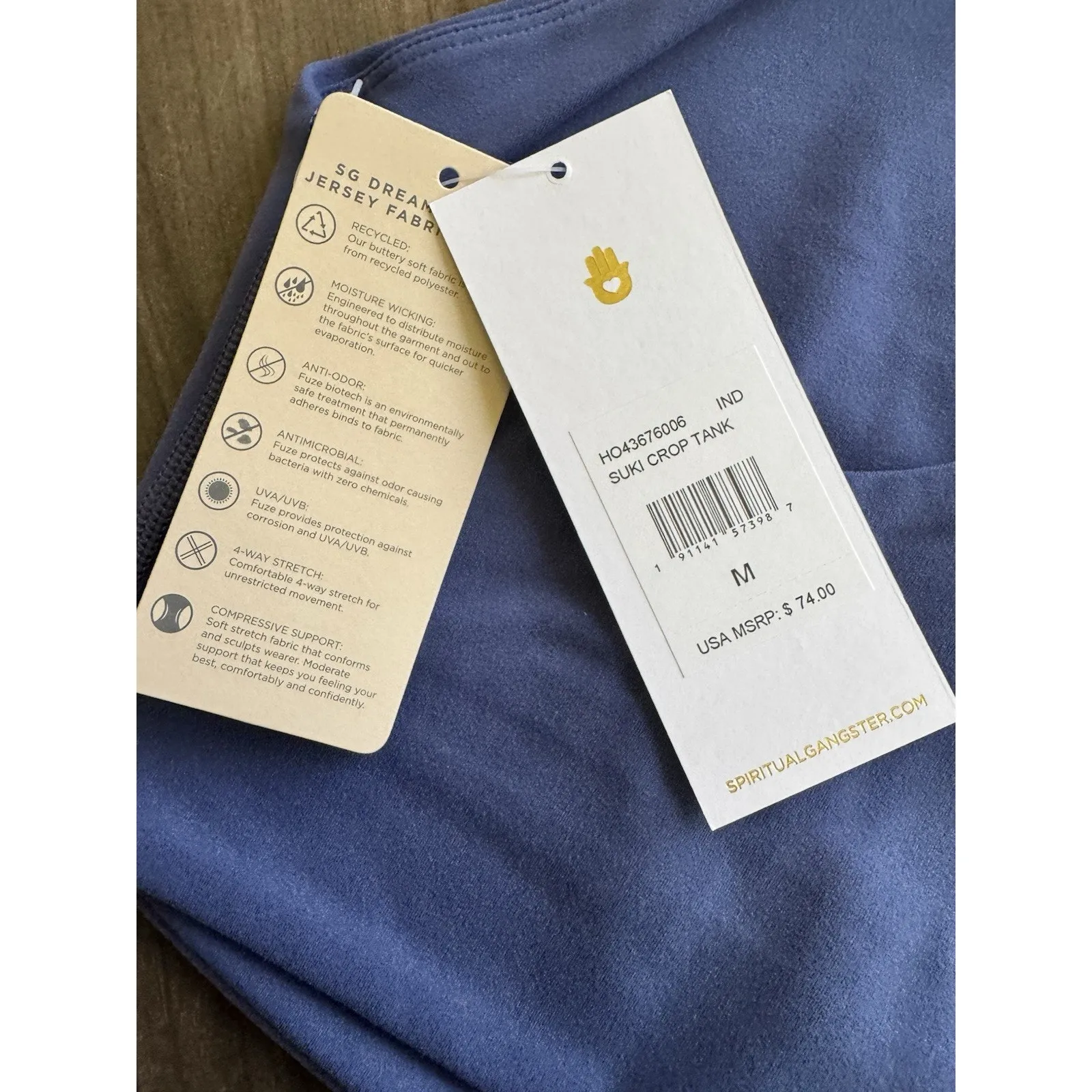 NWT Spiritual Gangster Suki Crop Tank Top Blue High Neck Women's Size Medium - Image 8