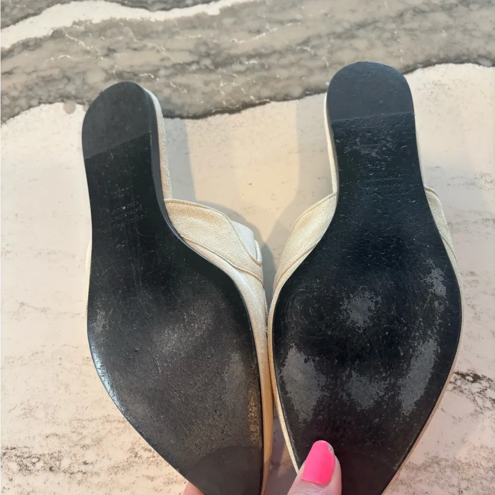 Jenni Kayne Oiled Leather Mule Size 10.5 (40.5) Suede Cream Slip On Shoes - Image 2