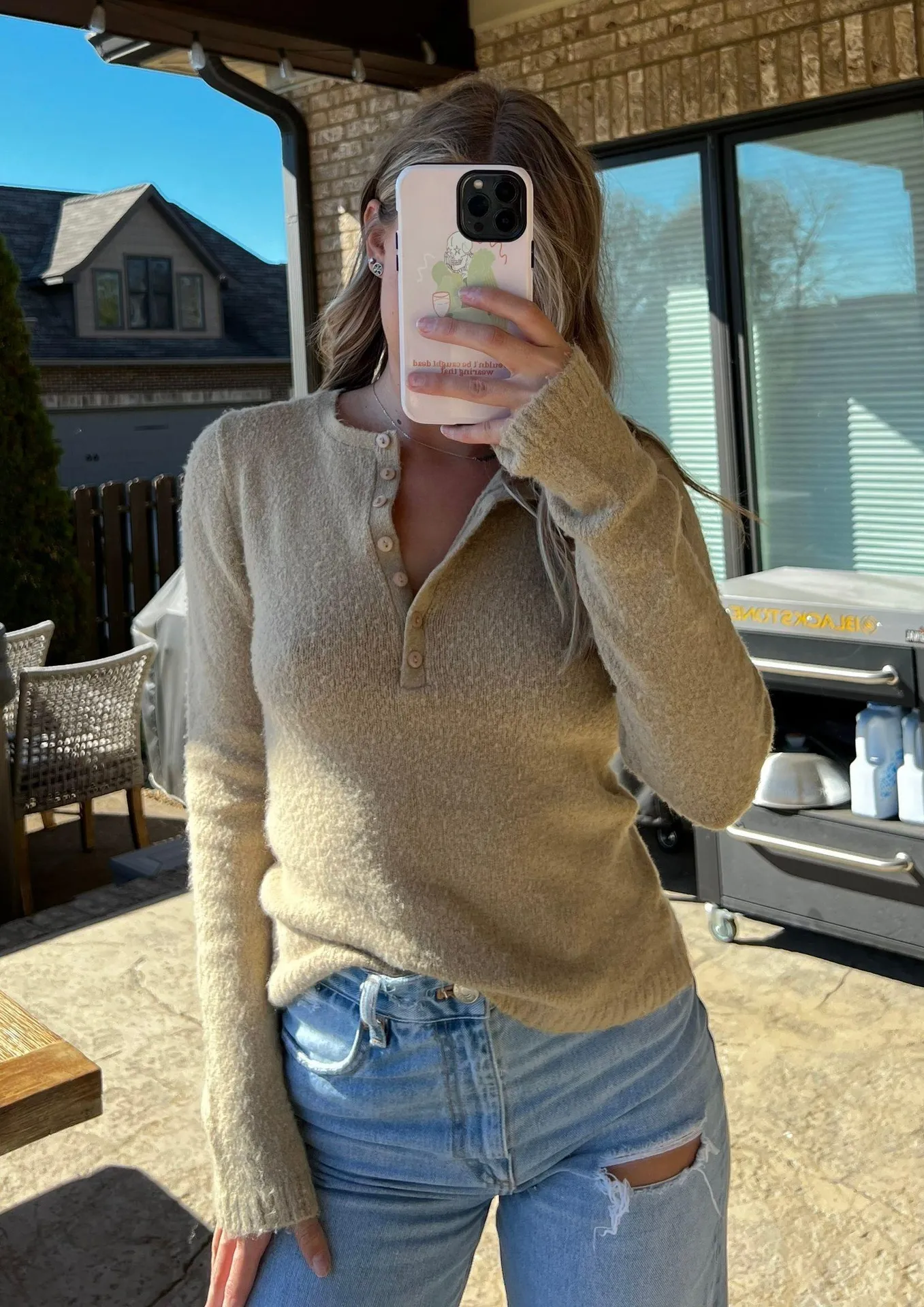 Vintage Tan Fuzzy Sweater Size L - Image 5