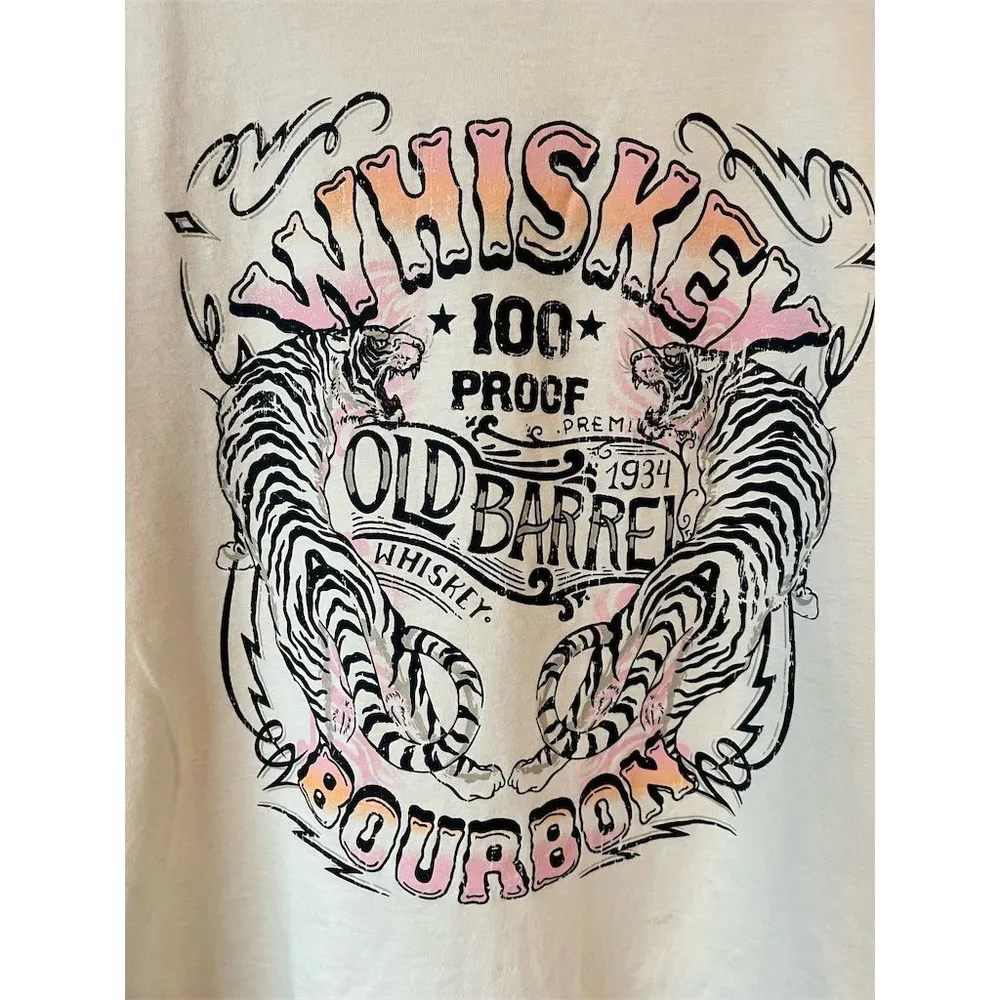 Charlotte Russe T-Shirt Women's M Beige Whiskey Graphic Tee Short Sleeve NEW - Image 5