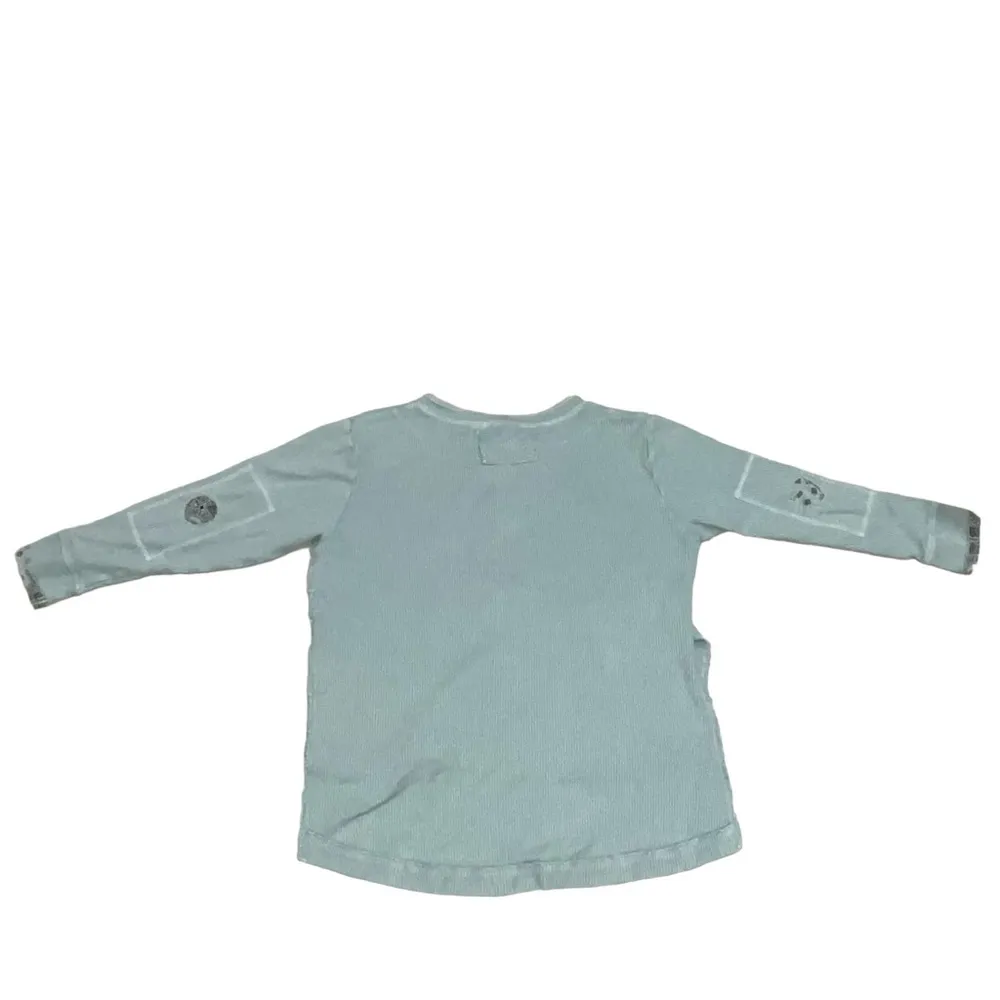 Free People Turquoise Blue Fall For You Long Sleeve Thermal Henley Tee Small - Image 7