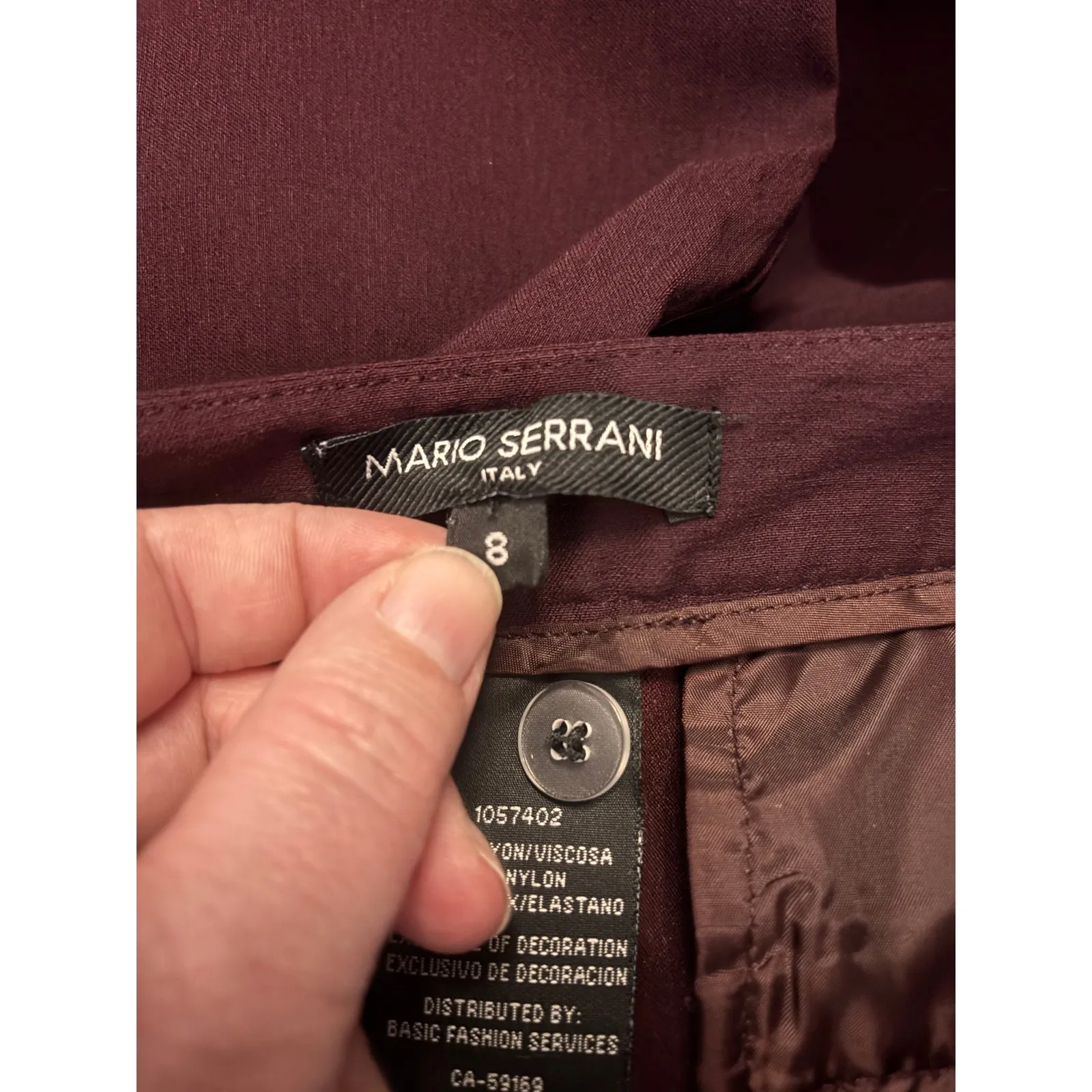 Mario Serrani Burgundy Trousers Womens Size 8 Straight Leg Career Office Pants - Image 8