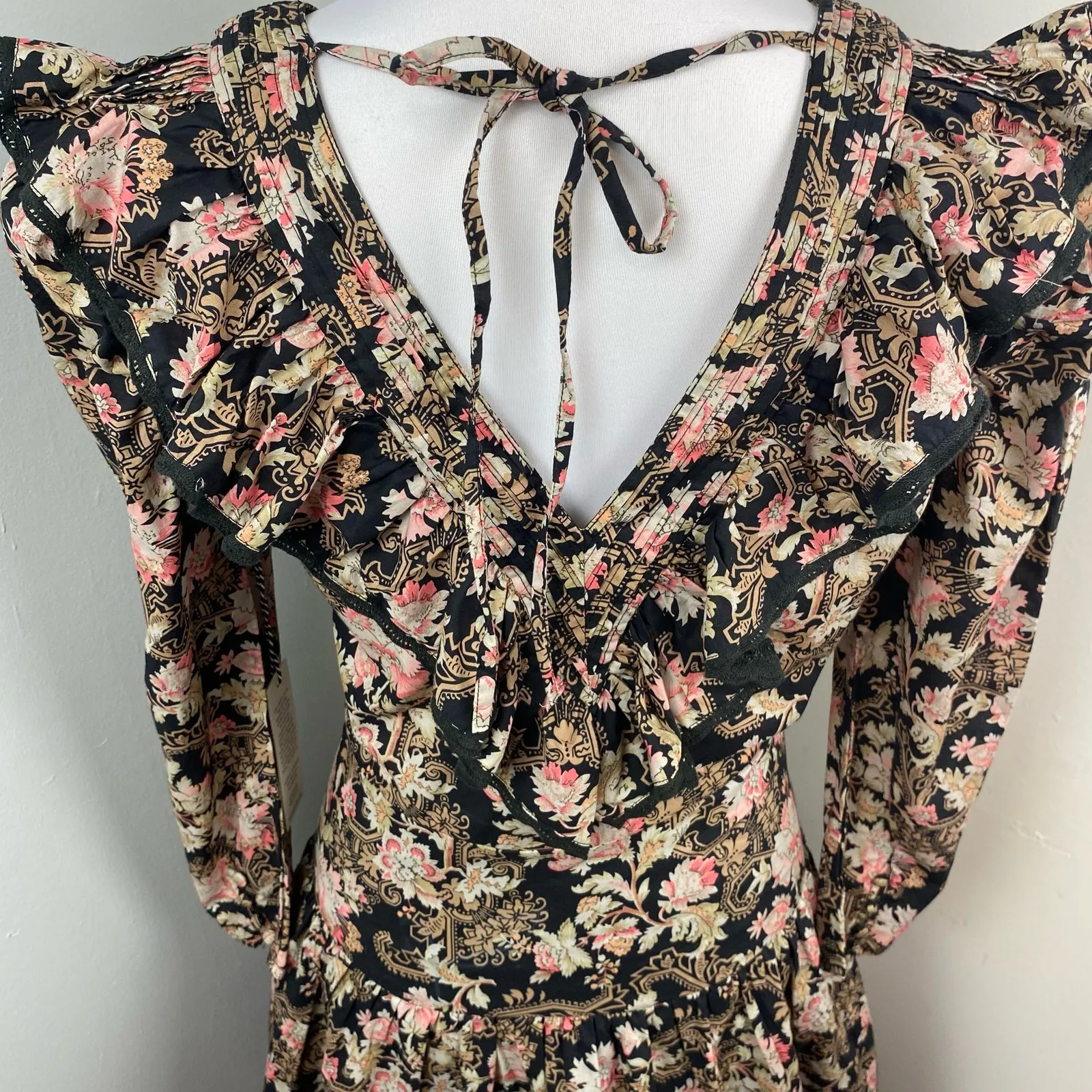 St. Roche Belladonna Floral Hatfield Mini Dress Size 2 $370 Organic Cotton Black - Image 10