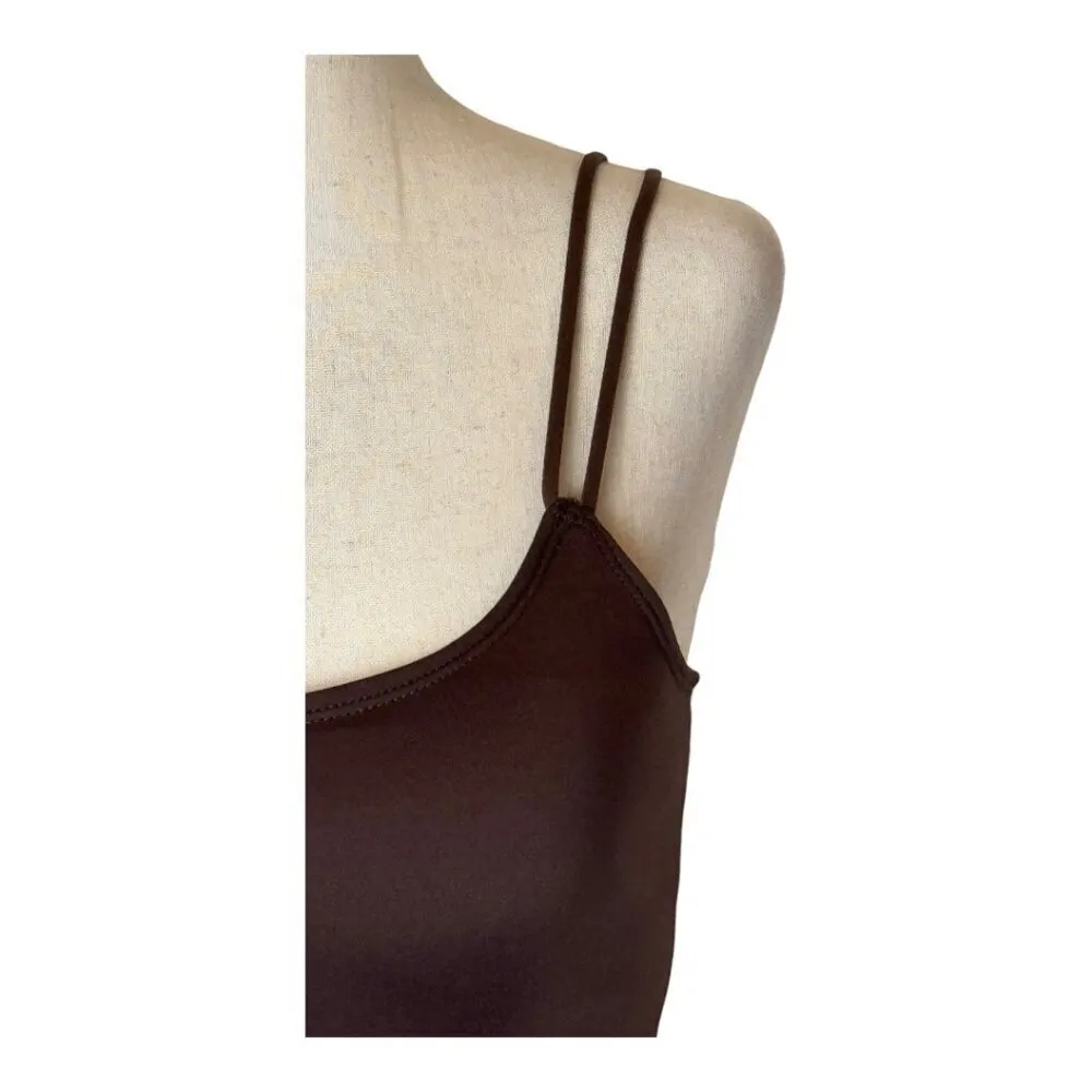 Moussy Vintage Tank Top Women XS‎ Brown Asymmetric Strap Cut Off Camisole Cami - Image 7