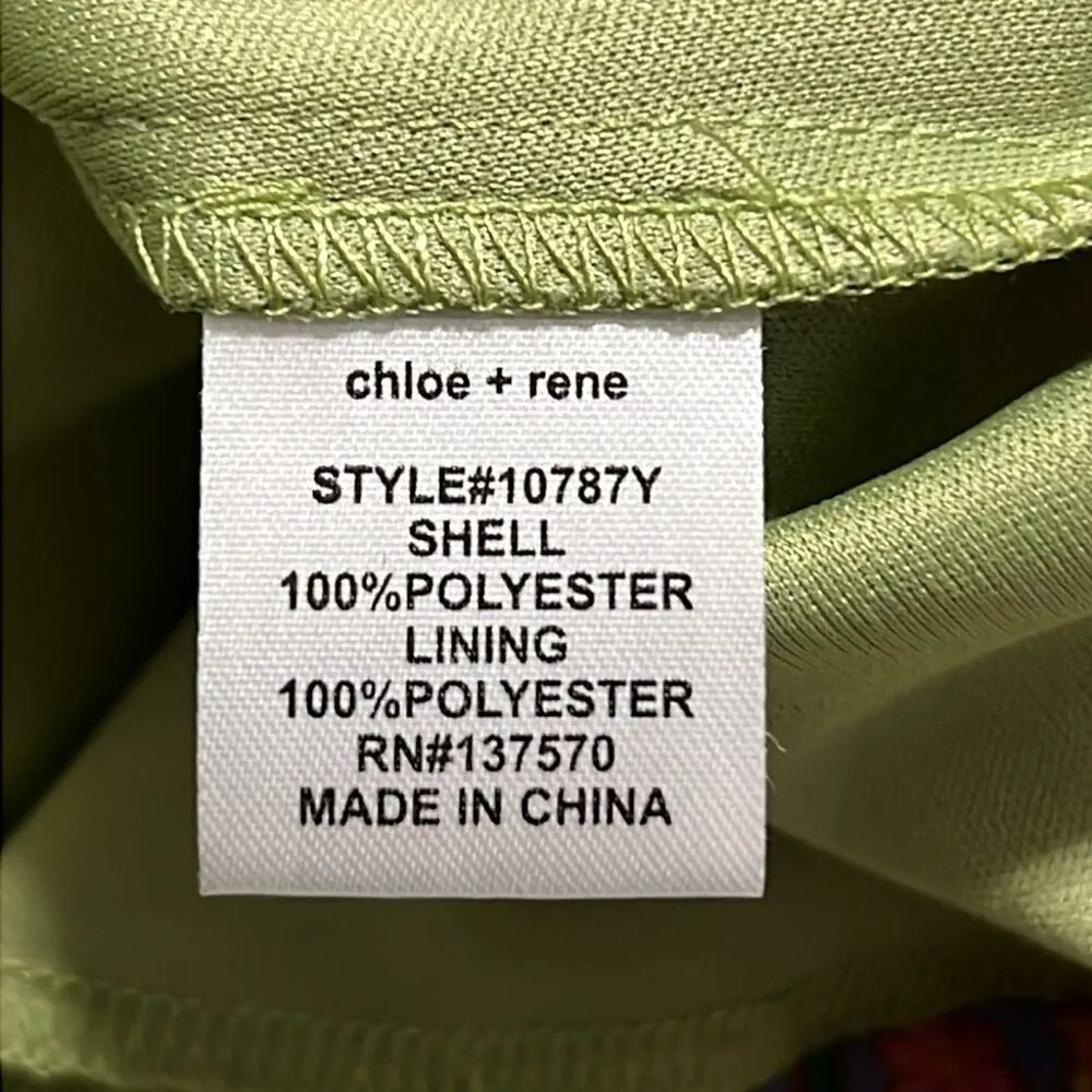 Chloe + Rene medium patchwork dress lined sleeveless v neck gold rings hippie Green - Image 7