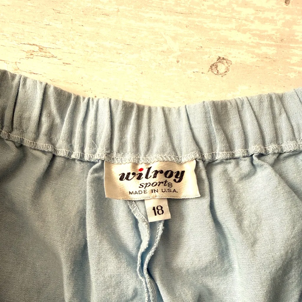 Women’s Size 18 Wide Leg Pastel Light Cotton Blue Linen Pants Slacks Chinos - Image 2