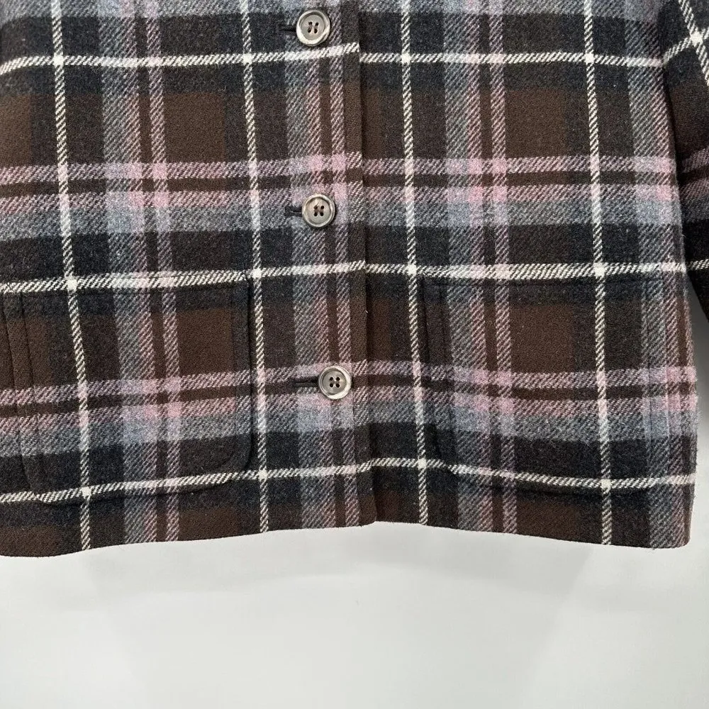 Pendleton  Women's Made in USA 100% Wool Plaid Button Front 4 Pocket Coat Size 10 - Image 4