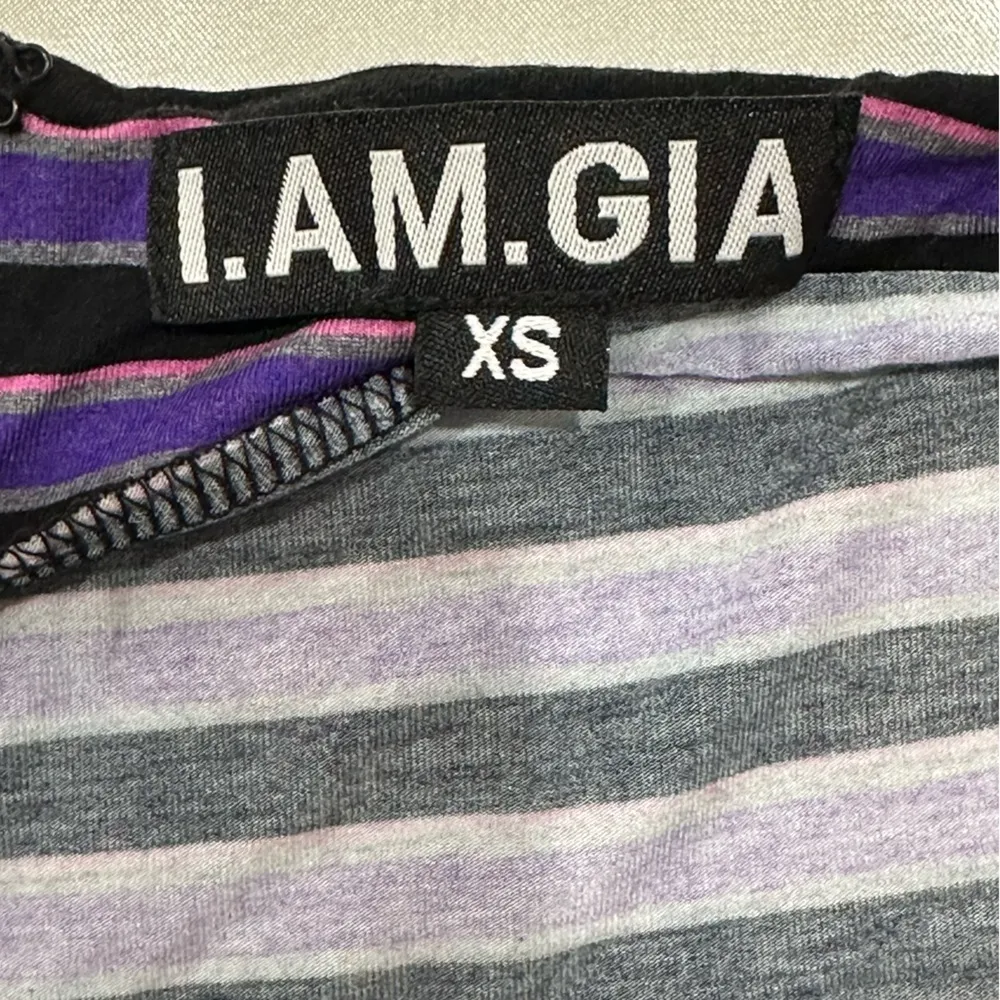 I AM GIA Carrie Cutout Flared Pants Striped Purple Black Size XS Party Emo Rock - Image 6