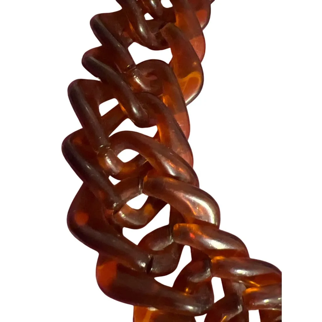 Vintage Transparent Faux Tortoiseshell Acrylic Chain Link Belt Hook 31" Estate Brown - Image 4