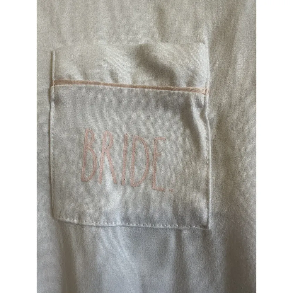 Rae Dunn Bride Nightgown size Medium White with "Bride" in Pink Font - Image 3