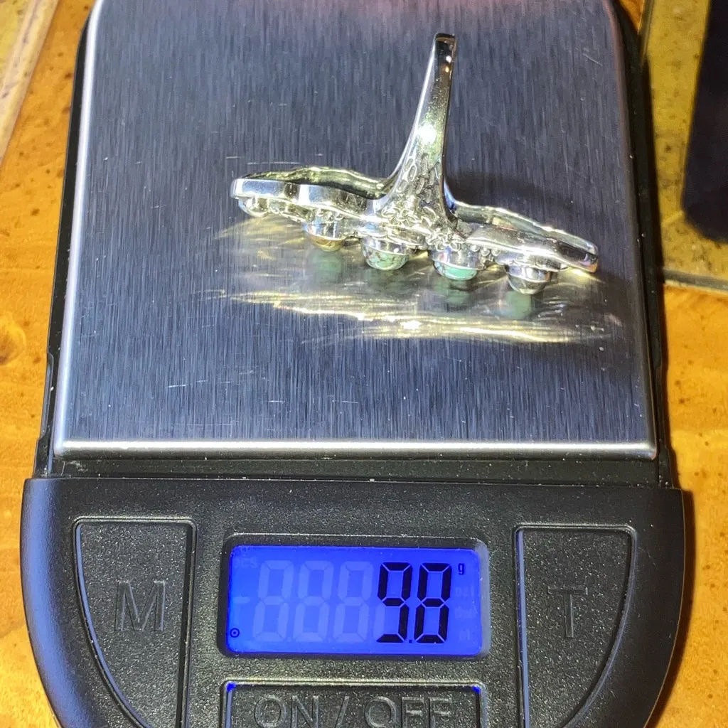 Natural Blue Moon Turquoise Sterling Silver Snake Ring Size 7 - Image 9