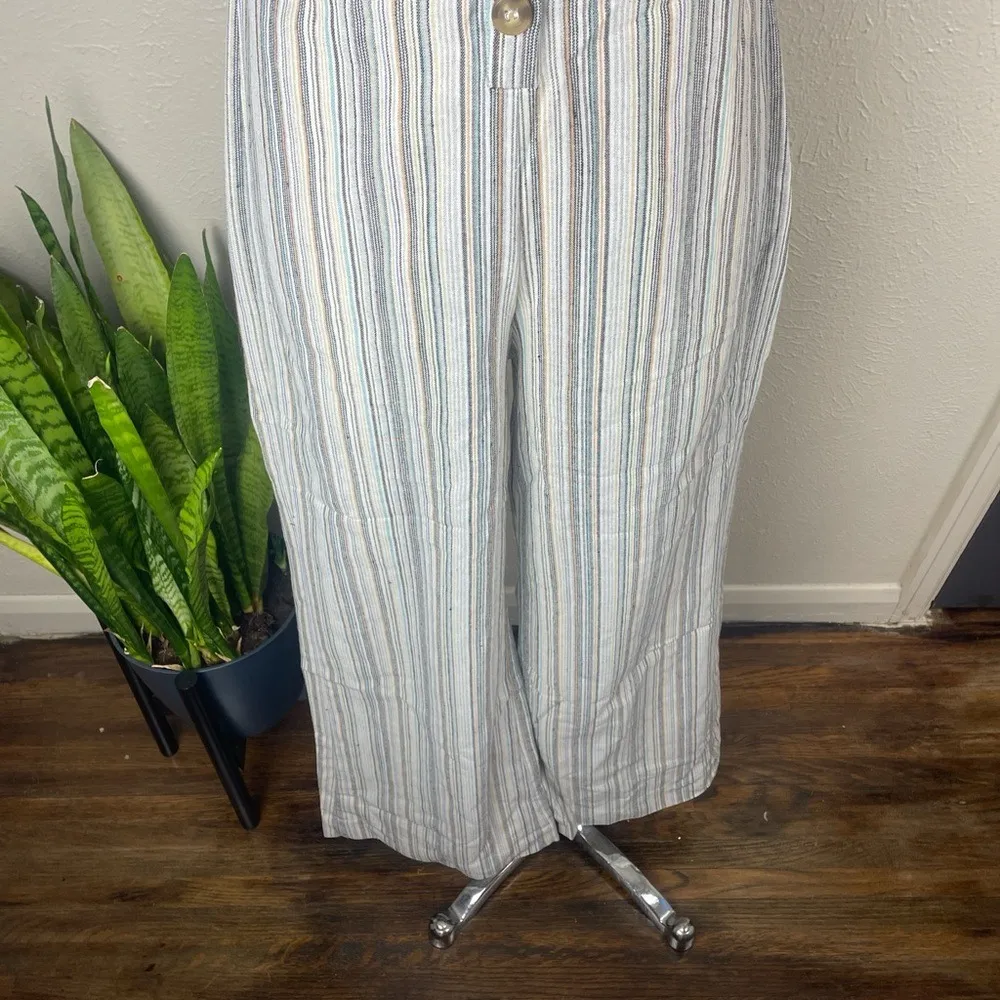 Knot Sisters‎ NWT Striped Wide-Leg Linen Jumpsuit Tie Back Boho Chic Medium - Image 5