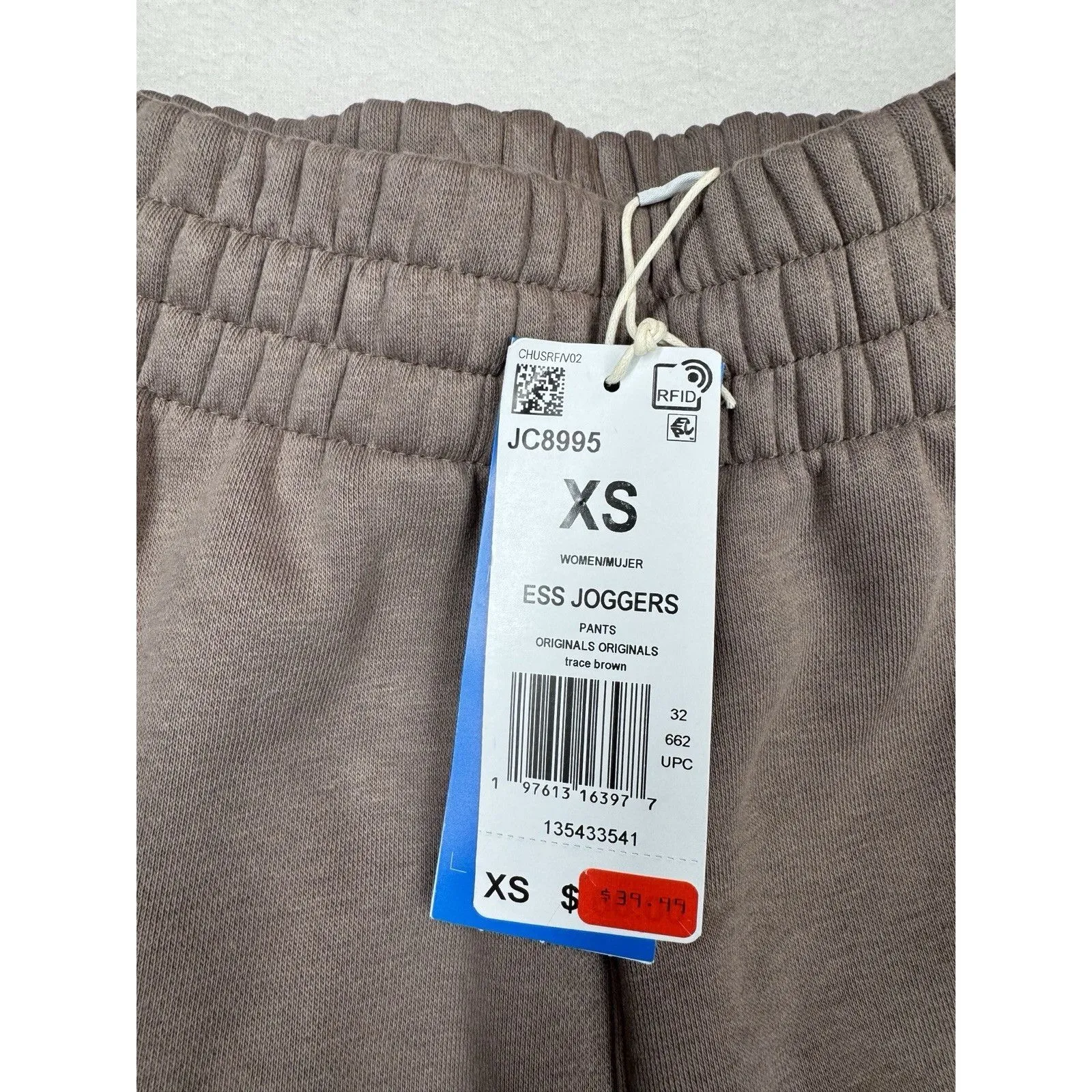adidas Originals Women's Essentials Fleece Loose Joggers Brown XS NWT - Image 5