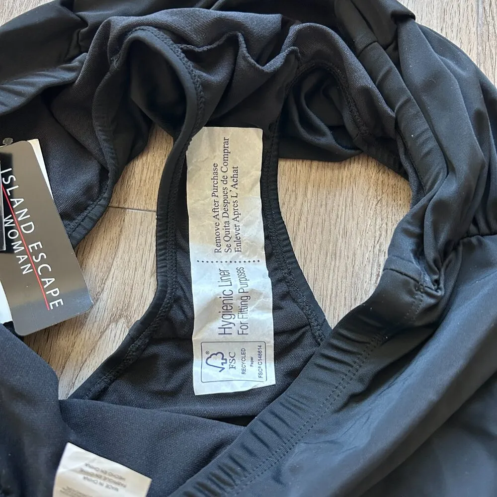 Island Escape High Waist Ruched Bikini Bottom in Black Size 18W NWT - Image 6