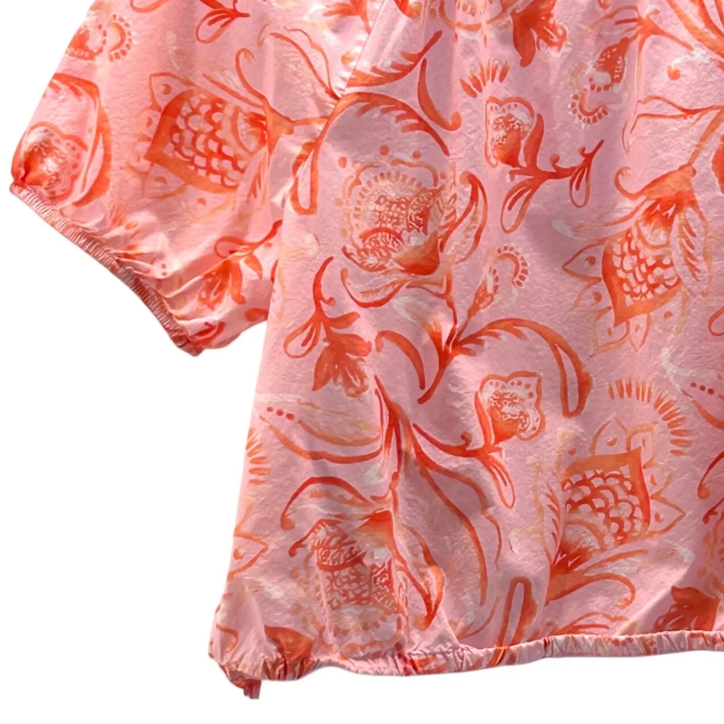 Talbots Crop Floral Top Pink Peach 1X - Image 4