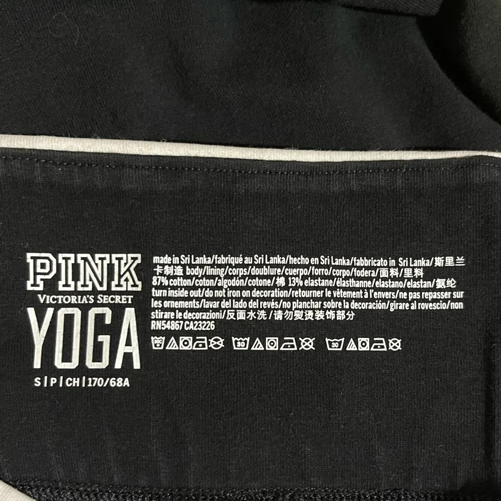 Women’s Victoria’s Secret PINK black Y2K ankle white waistband leggings Small - Image 3
