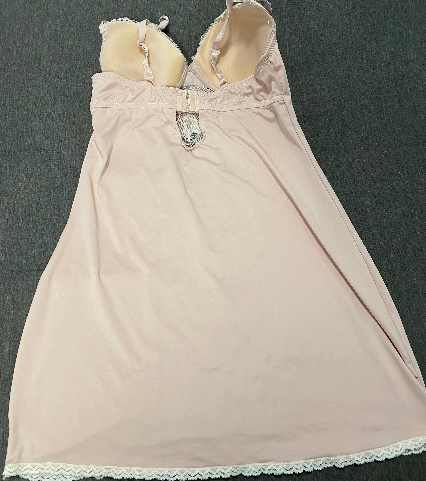 Sexy Nude Pink Lace lingerie dress slip padded bra - Image 6