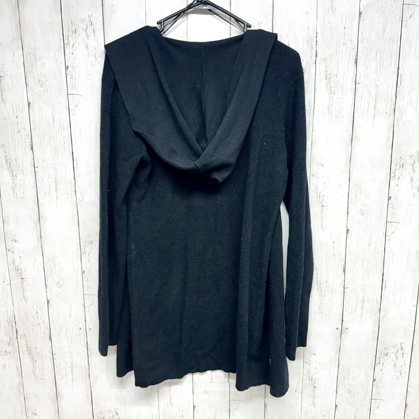 Jun & Ivy Top Women Size Small Black Hooded Long Sleeve Knit Sweater Cardigan - Image 5