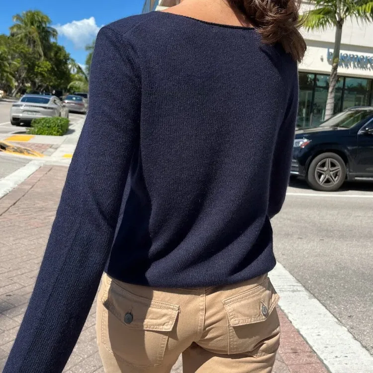 Brandy Melville NWOT Stella Sweater Navy - Image 3