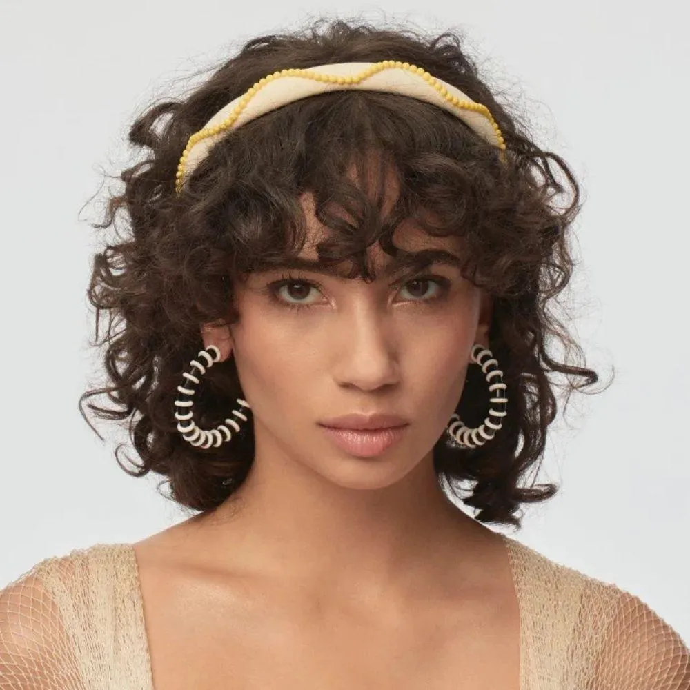 Lele Sadoughi Ivory Sunshine Squiggle Beaded Gigi Headband NWT Yellow - Image 3