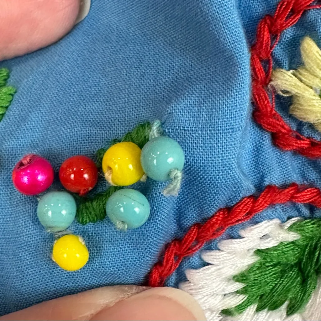 Love Moschino Blue Floral Embroidered Beaded Top Blouse Top 2 Festival Coachella - Image 14