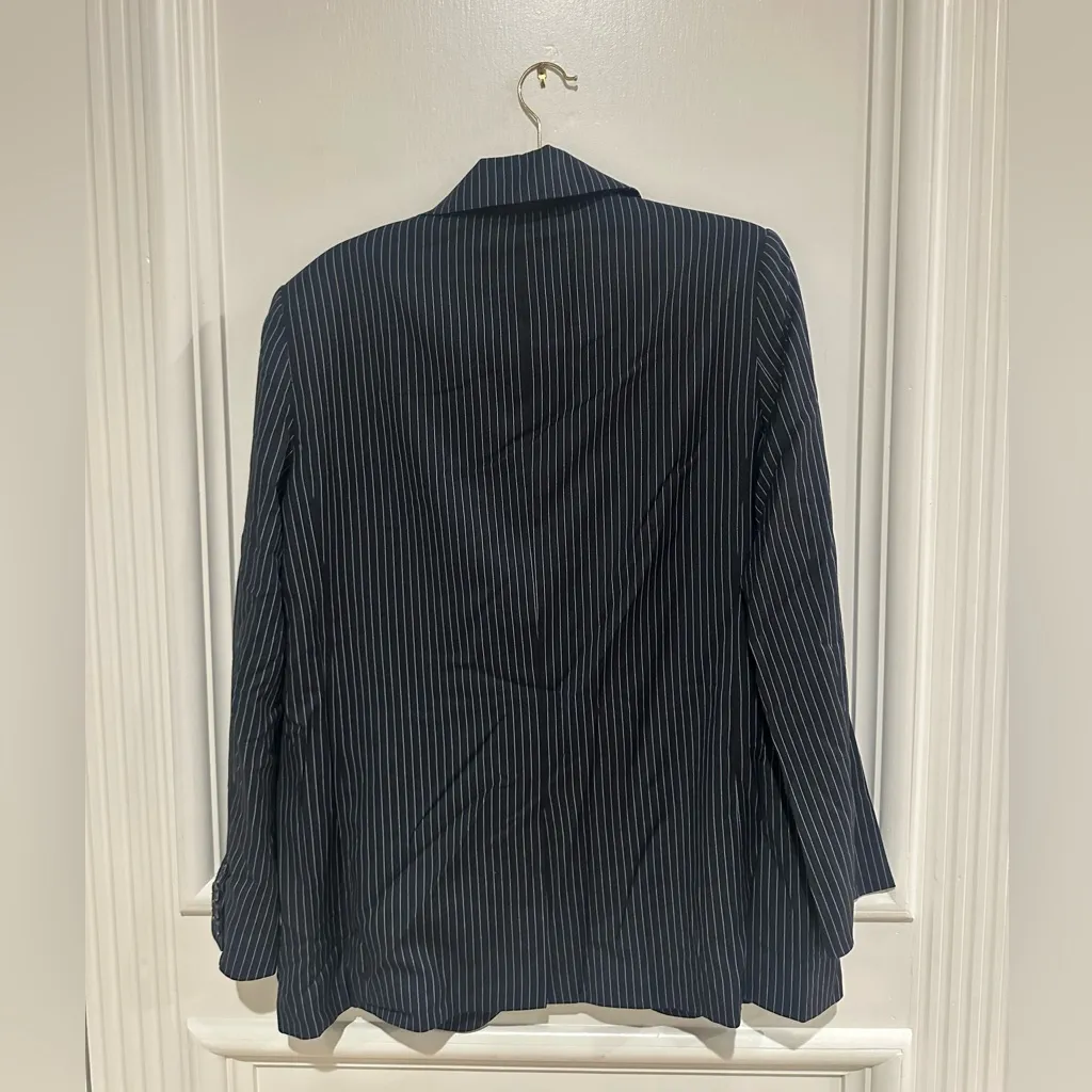Reformation Dama Pinstripe Cady Blazer Medium NWT Black White Tailored Jacket - Image 8