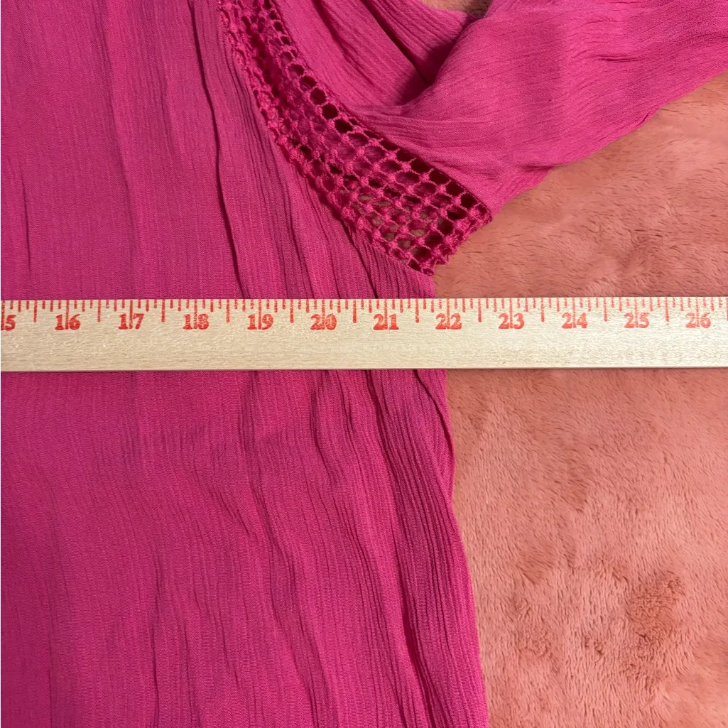 Joseph A  Boho Crochet Lace Tassel Blouse Size XL Raspberry NWT - Image 5