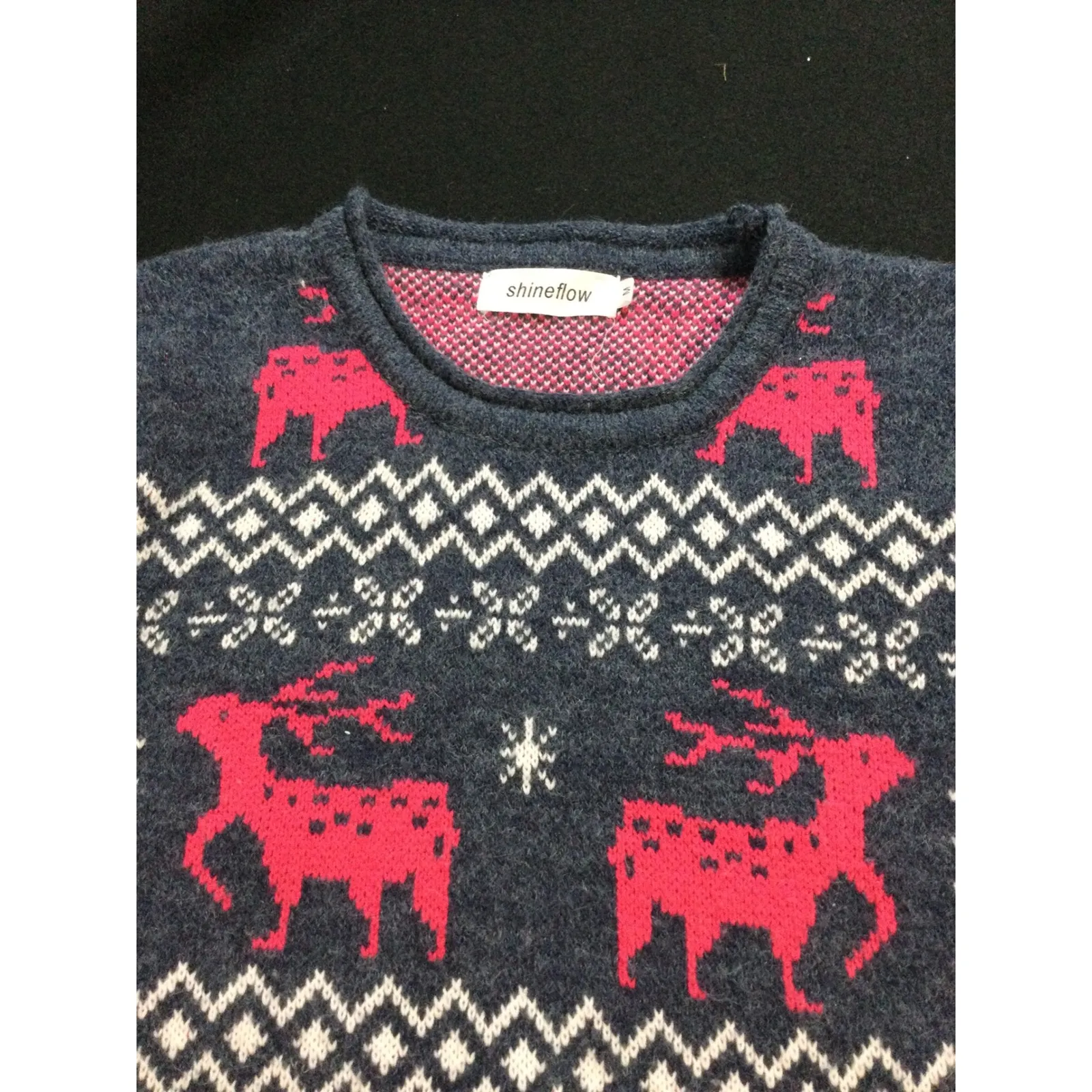 Shine Flow‎ Womens ReindeerSweater Gray Red Festive Holiday Party Cut M Size M - Image 3