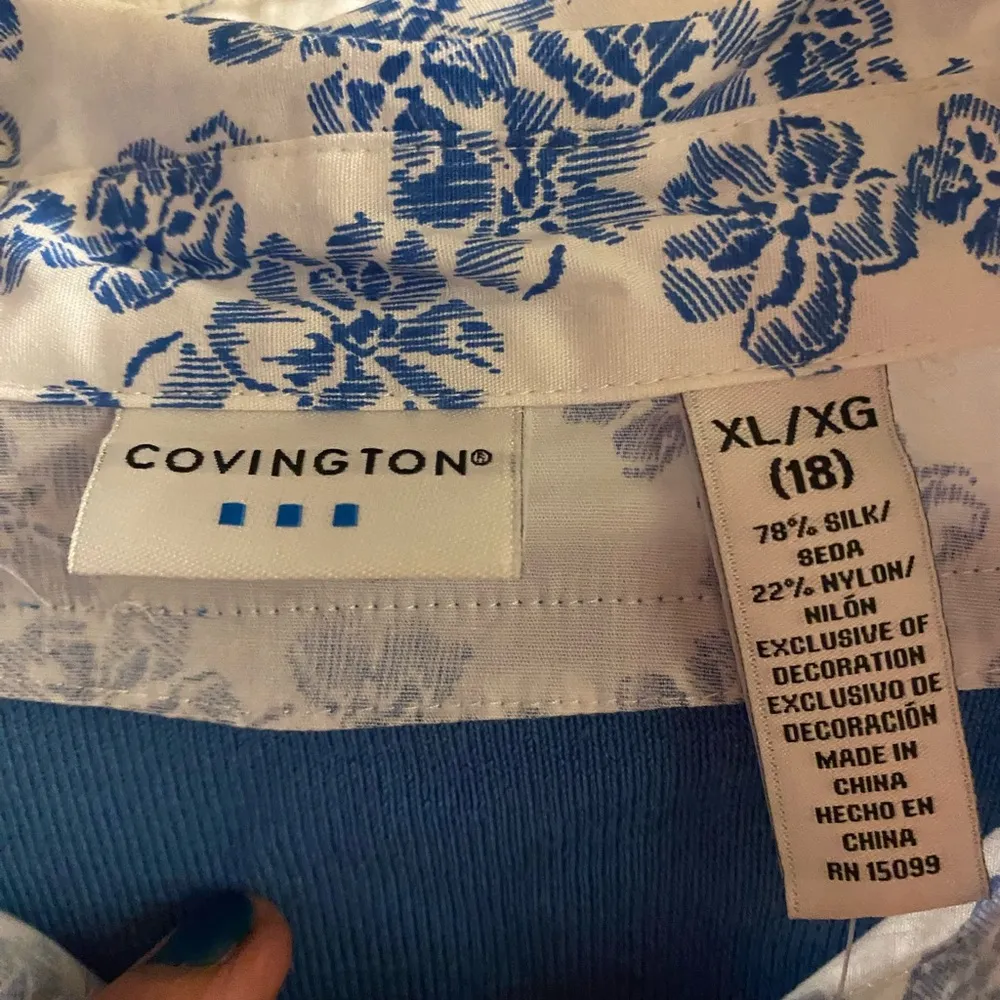 Covington Blue Long Sleeve Sweater Top Floral XL 18 78% Silk Bust 46” New NWT - Image 2